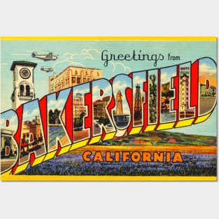 Greetings from Bakersfield, California - Vintage Large Letter Postcard Posters and Art